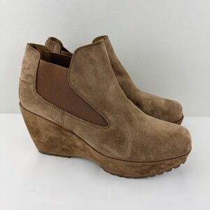 Pedro Garcia Brown Suede Wedge Ankle Boots EU 38.5 Spain